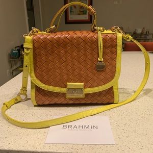 Brahmin Phoebe Citron Woven Satchel Handbag